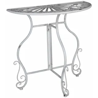 Palazzo INT Konsolentisch Wandtisch Landhausstil Weiß Metall Halbrund 80 cm