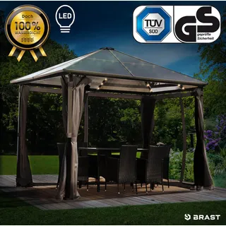Alu Gartenpavillon SUMMERDREAM 3x3 grau inkl. LEDs
