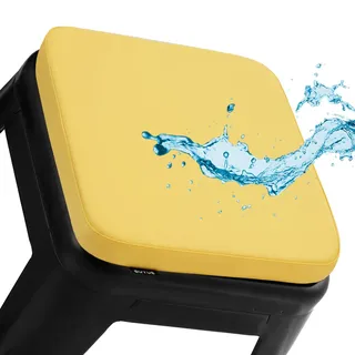BUYUE Enhanced Anti-Rutsch Magnetic Barhocker Kissen 1 Stück, Luxus PU-Leder wasserdicht kleine Sitzkissen für Café Bistro stapelbar Metallhocker (Quadrat, gelb, 1)