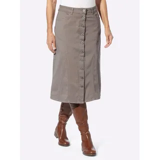 Jeansrock INSPIRATIONEN, Damen, Gr. 19, grau (taupe), 97% Baumwolle, 3% Elasthan, unifarben, wadenlang, Röcke Jeansrock