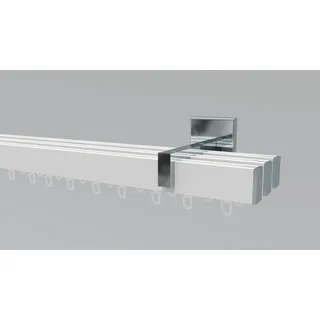 INDEKO Gardinenstange Paneelwagen 3-läufig Ø 0 mm 200 cm Weiß/Grau