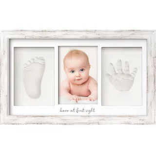 Baby Handabdruck und Fußabdruck Set - Gipsabdruck Baby Hand und Fuß für Neugeborene - Handabdruck Baby Bilderrahmen ​- Fußabdruck Baby Gipsabdruck Set - Baby Dusche Baby Abdruckset (Vintage White)