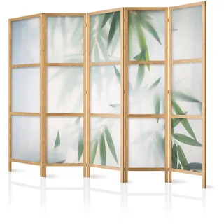 murando - Paravent Raumteiler Holz Bambus Natur, 225x172 cm, 5-teilig, Büro | Mobiler Sichtschutz, sofort einsatzbereit, Holzrahmen, ideal fürs Wohnzimmer oder Büro, geruchsneutral, lichtbeständig