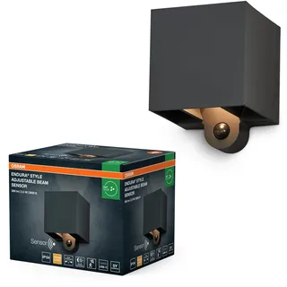 Osram ENDURA STYLE ADJ BEAM Außenbeleuchtung, 2,5W, 180lm, dunkelgrau, indirekte Beleuchtung, Bewegungsmelder, Tageslichtsensor, IP54 Schutzklasse, 3.000K Farbtemperatur, warmweiße Lichtfarbe