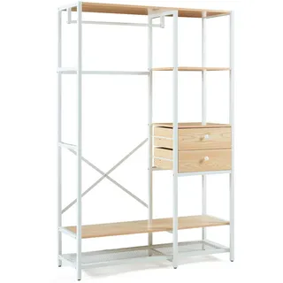 [en.casa] Garderobenständer Larem , Eichefarben, Weiß , Holzwerkstoff, Metall , Holz Optik , 120x180x40 cm , Garderobe, Garderobenständer