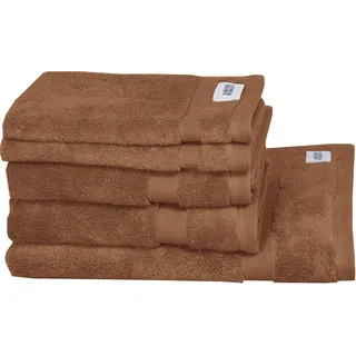 SCHÖNER WOHNEN-Kollektion Handtuch Set »Cuddly«, (Set, 5 St., 2 Gästetücher 30x50 cm), schnell trocknende Airtouch-Qualität, braun