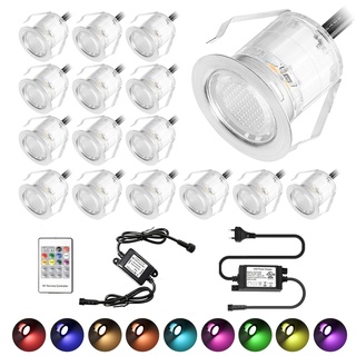 FVTLED 20 Stück LED Einbaustrahler led Bodeneinbauleuchte IP67 wasserdicht 0.5W Ø30mm led Einbauleuchte Terrasse Küche Garten Led Lampe RGB