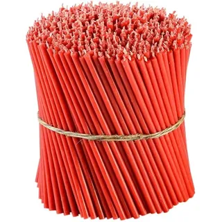 Danilovo Ritual Bienenwachs Kerzen (Rot) - Orthodoxe Kerzen für Gebet Tischdeko Hochzeit - Ungiftig, Ruß - Tropffrei, Lang, Nachhaltige Produkte, N140, Höhe: 16 cm, Ø 5 mm (50 stück)
