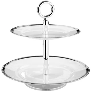 Fink Etagere »PLATINUM«, (1 tlg.), Servierplatte mit Platinumrand, mit 2 Etagen, Höhe ca. 26 cm