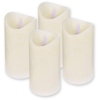 ToCi LED Kerzen Creme Ø 7,5 x 15 cm - 4er Set mit schwarzem Docht und Timer - 4 flammenlose Echtwachs-Kerzen - Adventskerzen Grablicher