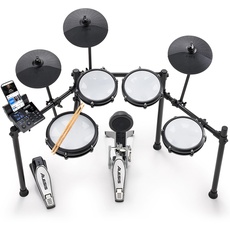 Alesis Nitro Max Kit Elektronische Schlagzeug mit Quiet Mesh Pads, 10" Dual Zone Snare, Bluetooth, 440+ authentische Sounds, Drumeo, USB MIDI, Kick Pedal