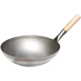 All'Grill Original chinesische Wokpfanne, Ø 30 cm und Edelstahl-Wokring