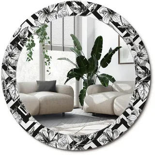 Wallfluent Spiegel Rund Ø 70 cm mit Aufdruck , Glas , 70x70x0.4 cm , Spiegel, Wandspiegel