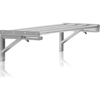 Mahlzeit Edelstahl Wandregal Stangendesign, 60 x 30 cm, Küchenregal, Klappbar, Silber, Wandmontage - Silber