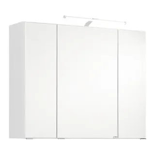 Bologna 3D-Spiegelschrank, weiß, LED-Aufbauleuchte - Weiß