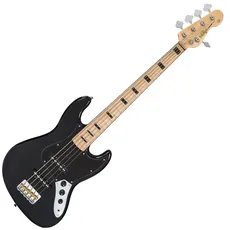 VINTAGE V49 5-saitige Untersetzer-Serie Bassgitarre – Schwarz glänzend