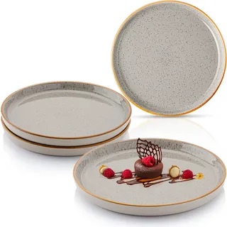 Sänger Dessertteller RIO Perlgrau - 4 teilig aus Steingut , Grau , Keramik , kratzfest , Geschirr, Teller