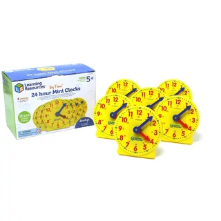 Learning Resources Big Time Mini-Lernuhren, ab 5 Jahren, 6 farbcodierte Lernuhren mit Zahnrädern, fördern Uhrzeitverständnis & Zeitspannen im Matheunterricht, 12- & 24-Stunden Anzeig