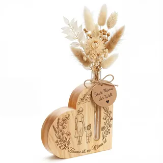 Geschenke für Mama – DIY Holzvase in Herzform zum Selbstgestalten, Muttertagsgeschenke für Mutter Deko Wohnzimmer (Mama)