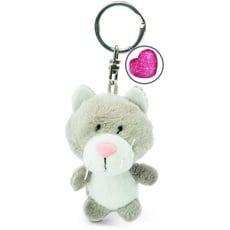 NICI Schlüsselanhänger Katze 7cm mit Anhänger Herz Symbol – Glücksbringer Katzen-Anhänger für Schlüsselband, Schlüsselbund & Schlüsselkette