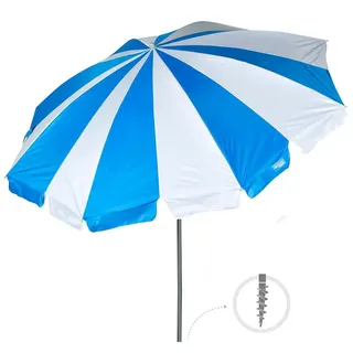 Aktive Twister Ø220cm Uv50 Inclinable Mast Sonnenschirm Für Den Strand - Royal / White - Ø220 cm