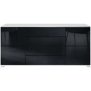 Vladon Sideboard Rova Schwarz Hochglanz , Holzwerkstoff , 166.5x75.5x35 cm , Kleinmöbel, Kommoden, Sideboards