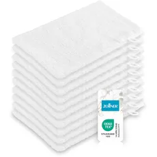 ZOLLNER 10er Set Waschhandschuhe in 16x21 cm - saugstarke und Flauschige Waschlappen aus Baumwolle - waschbar bis 95°C - mit praktischem Aufhänger - in weiß - Hotelqualität