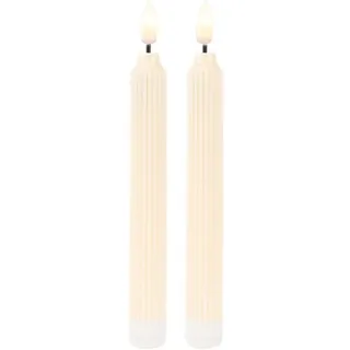 Ideen mit Herz LED-Stabkerzen | 2 Stück | künstliche Deko-Kerzen im Retro-Design | warmweiß | mit realistischem Flacker-Effekt und Timer-Funktion | batteriebetrieben (creme)