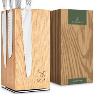 Design-Messerblock ohne Messer - magnetisch - drehbar - 1 Stück - Eichenholz