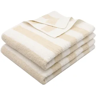 ZOLLNER Saunatuchset 2-tlg. beige/weiß gestreift