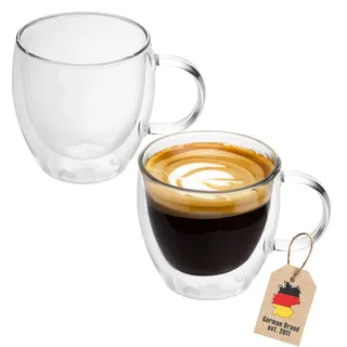 Intirilife Kaffeeglas 150 ml (2er-Set) , Transparent , Glas , 0.15 L , doppelwandig , Gläser, Gläsersets