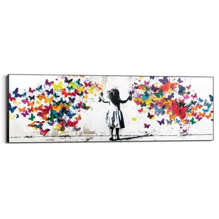 Wandbild REINDERS "Wolke von Schmetterlingen", bunt (farbe bild(er): mehrfarbig), B:156cm H:52cm T:3cm, Bilder, Wandbild, Kinderzimmer - Mädchen - Mehrfarbig - MDF - Street Art - 156x52 cm