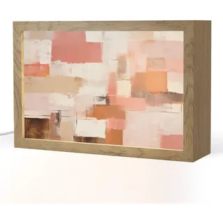 OnlyWow Tischleuchte Kunst - Rosa - Abstrakt 30x20 cm , Blaugrau , Holzwerkstoff , Rechteckig , LED integrated , 30x20x8 cm , Lampen & Leuchten, Innenbeleuchtung, Tischlampen