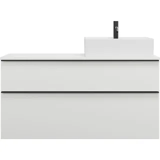 burgbad Eqio Keramik-Aufsatzwaschtisch quadratisch, rechts, inklusive Waschtischunterschrank mit 2 Schubladen, Breite 1200mm, SGUQ120RF2009C0001G0252 - Weiß, Beige, Grau, Schwarz