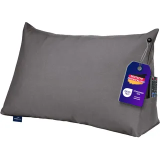 Traumnacht Cozy Rückenkissen, Lesekissen, 70 x 40 cm dunkelgrau, abnehmbarer,waschbarer Bezug aus 100% Polyester,praktisches Seitenfach,Öko-Tex zertifiziert,produziert nach deutschem Qualitätsstandard