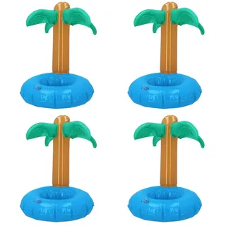 Boland 07435 - Aufblasbarer Becherhalter Palme, 4 Stück, Getränkehalter, Dekoration, Partydeko für Pool, Sommerfest und Mottoparty