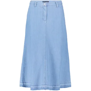 Jeansrock BETTY BARCLAY "Jeansrock mit offenem Saum", Damen, Gr. 42, blau (light blau denim), Einsatz: 50% Baumwolle CO (CMIA). 40% Lyocell CLY. 10% Modal CMD., Röcke Jeansrock