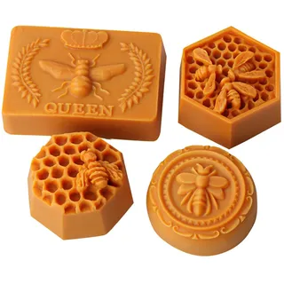 JS MOLD 4 Stück Bienenwabenform Kerzenformen Silikonform 3D Kerze Silikonform Gießform Silikon Kerzengießform für die Herstellung von 3D-Kerzen Seifen Wachs Handwerk