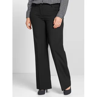 Bügelfaltenhose SHEEGO, Damen, Gr. 20, Kurzgrößen, schwarz, 64% Polyester, 34% Viskose, 2% Elasthan, unifarben, Hosen Bügelfaltenhose