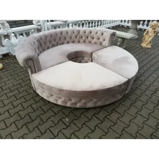 JV Möbel Chesterfield Rundsofa  XXL Wohnlandschaft Eckcouch Ecksofa Couch - Beige