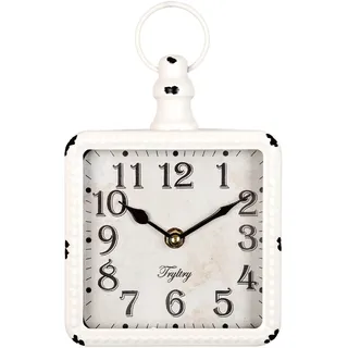 TRYLTRY Rechteckige kleine Wanduhr, batteriebetrieben, lautlos, Vintage-Dekoration, Wanduhr, antikes altes Design, für Bauernhaus, Küche, Schlafzimmer, Badezimmer, weiß, rechteckig