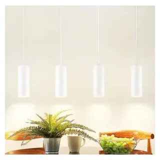 ZMH Pendelleuchte Weiß 4 Flammig Holz Esstisch LED Pendellampe GU10 Hängend Metall Matt Hängeleuchte Höhenverstellbar Modern Innen Lampe für Esstisch Küche Wohnzimmer - Weiß