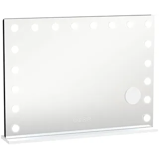 Homcom Hollywood-Spiegel Glas Weiß , 14x60x80 cm , Spiegel, Schminkspiegel