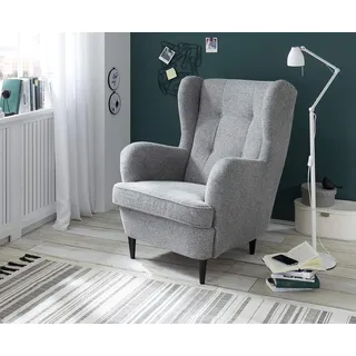 Sconto Ohrensessel Oskar Brego Polyester 78 x 102 x 98 cm Grau