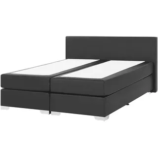 Beliani Boxspringbett Schwarz Kunstleder 160 x 200 cm Modern - Schwarz, Silber