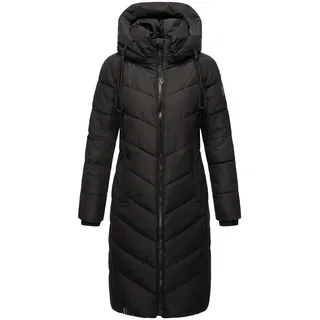 Navahoo Damen, Wintermantel Warmer Langer Steppmantel mit Abnehmbarer Kapuze Sahnekatzii XIV Black Gr. M - M