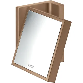 hansgrohe AXOR UNIVERSAL Rectangular Rasierspiegel, Vergrößerung 1,7-fach, neigbar, Rahmen Metall, 42649310, Farbe: Brushed Red Gold