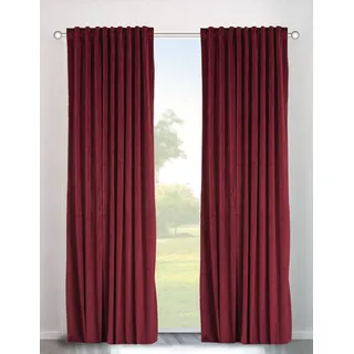 Vorhang OTTO HOME "Velvet uni" Gr. 3, rot, B:140cm H:225cm, Polyester, Gardinen, Vorhang, Blickdichter Samt, 2-er Set, edel, Gardine, multifunktional