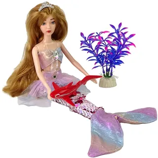 Leantoys Emily die Meerjungfrau Baby Puppe Rosa Zubehör - Rosa