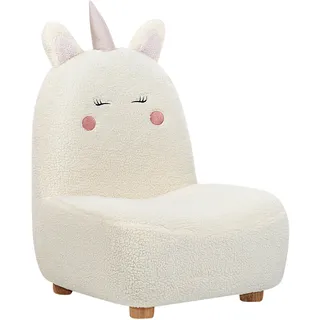 Beliani Kindersessel Lulea 50 x 75 x 54 cm Polyester Einhorn cremeweiß